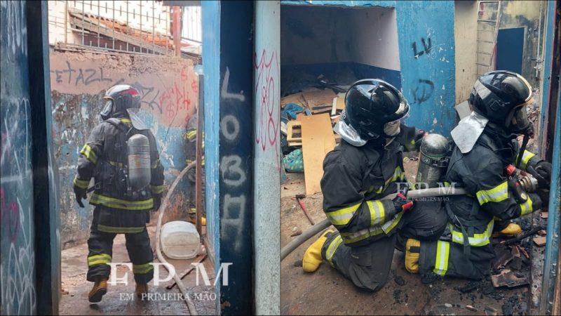 Incêndio em casa abandonada na Vila Aparecida mobiliza equipes do Corpo de Bombeiros