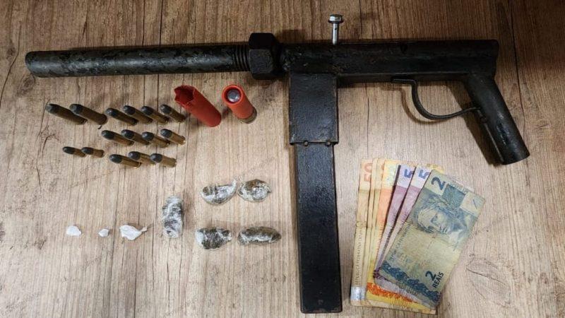 Polícia Militar prende criminosos com várias munições e até arma calibre 12 de fabricação caseira, em Franca