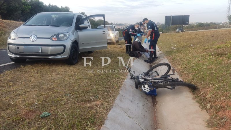 Ciclista é atropelado por carro na alça de acesso da rodovia Cândido Portinari, em Franca