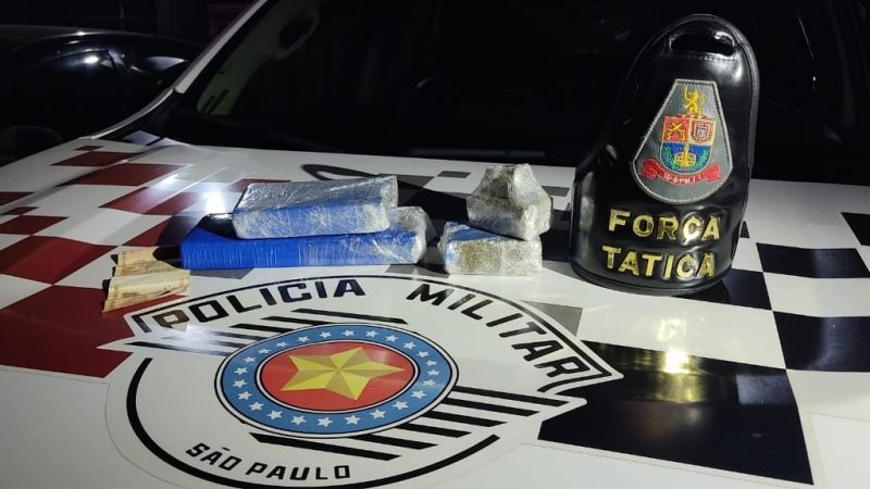 Traficante é preso pela Força Tática com mais de 1 kg de maconha em Franca