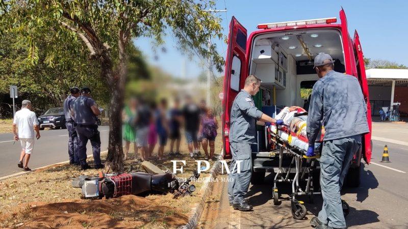 Motociclista fica ferido em colisão na avenida São Vicente, em Franca