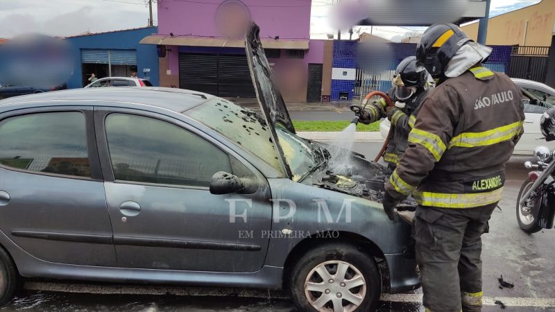 Carro pega fogo e mulher passa por momentos de pânico em Franca