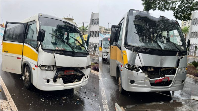 Colisão entre caminhão e dois micro-ônibus escolares é registrada em avenida de Franca