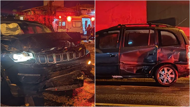 Câmera de segurança registra colisão entre dois carros em cruzamento de Franca