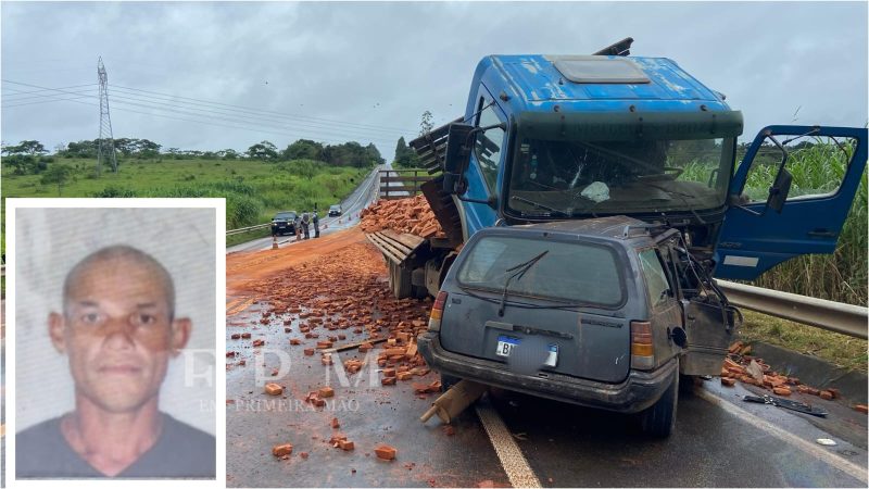 Motorista morre após colisão frontal entre carro e caminhão em rodovia da região